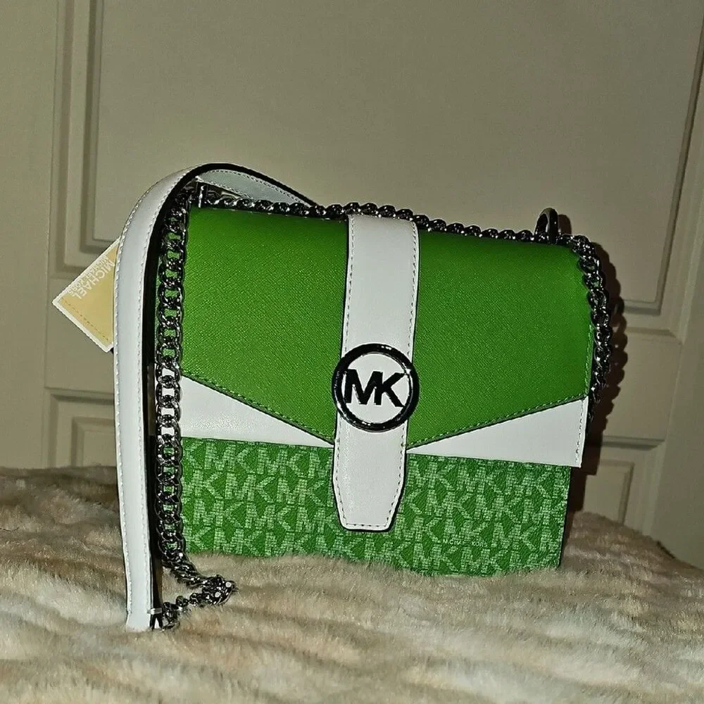 Michael Kors Green and White Crossbody Bag NWT